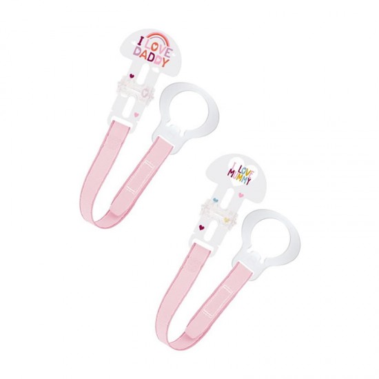 MAM Clip Set I Love Mummy & Daddy 0+m Χρώμα Ροζ 2τμχ