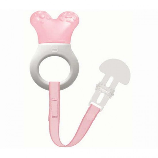 MAM Mini Cooler & Clip Μασητικό Πολύκρικος Οδοντοφυΐας με Νερό & Κορδέλα Στήριξης 2+ μηνών Χρώμα Ροζ 1τμχ