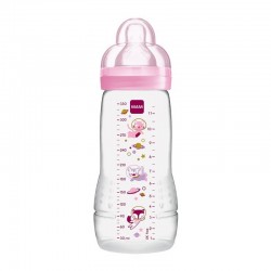 MAM Μπιμπερό Πλαστικό Easy Active 4+ μηνών με Θηλή Σιλικόνης No3 Χρώμα Ροζ 330ml