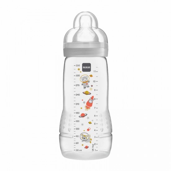 MAM Μπιμπερό Πλαστικό Easy Active 4+ μηνών με Θηλή Σιλικόνης No3 Χρώμα Γκρι 330ml