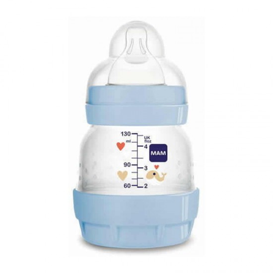 MAM Μπιμπερό Πλαστικό Easy Start Anti-Colic 0 μηνών με Θηλή Σιλικόνης No0 Χρώμα Μπλε Συλλογή Better Together 130ml