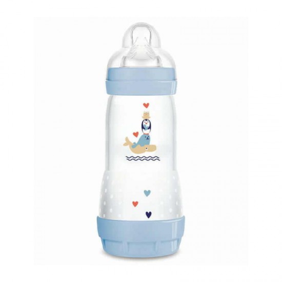 MAM Μπιμπερό Πλαστικό Easy Start Anti-Colic 4+ μηνών με Θηλή Σιλικόνης No3 Χρώμα Μπλε Συλλογή Better Together 320ml
