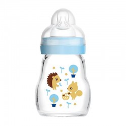 MAM Μπιμπερό Γυάλινο Feel Good 0+ μηνών με Θηλή Σιλικόνης No1 Χρώμα Μπλε 170ml