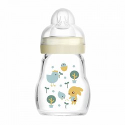 MAM Μπιμπερό Γυάλινο Feel Good 0+ μηνών με Θηλή Σιλικόνης No1 Χρώμα Κρεμ 170ml