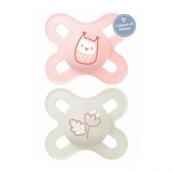 MAM Πιπίλα Start Σιλικόνης 0-2 μηνών Ροζ Συλλογή Forest 2τμχ