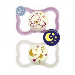 MAM Πιπίλα Σιλικόνης Air Night 6-16 μηνών Χρώμα Ροζ 2τμχ