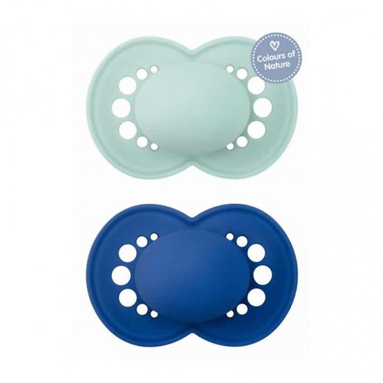 MAM Πιπίλα Σιλικόνης Colours of Nature 6-16 μηνών Χρώμα Μπλε 2τμχ