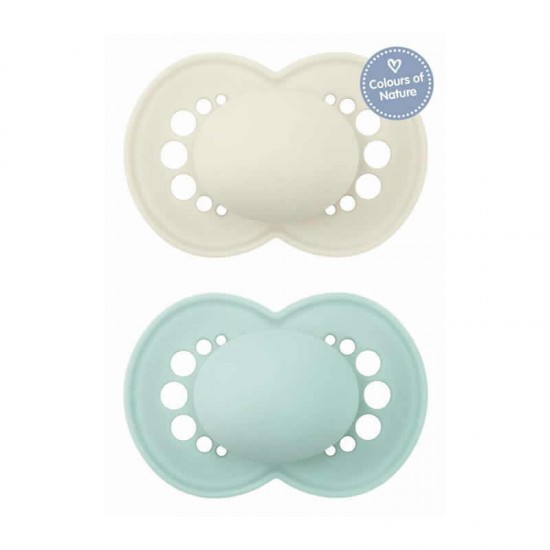 MAM Πιπίλα Σιλικόνης Colours of Nature 6-16 μηνών Χρώμα Κρεμ 2τμχ