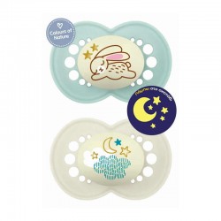 MAM Πιπίλα Σιλικόνης Original Night 6-16 μηνών Χρώμα Τιρκουάζ Συλλογή Better Together 2τμχ