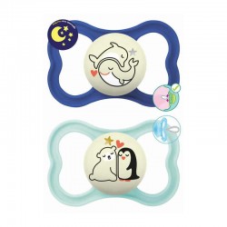 MAM Πιπίλα Σιλικόνης Supreme Night 16+ μηνών Χρώμα Μπλε Συλλογή Better Together 2τμχ