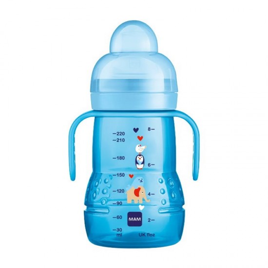 MAM Ποτηράκι Trainer+ Μπιμπερό Μετάβασης σε Ποτηράκι 4+ μηνών Χρώμα Μπλε 220ml