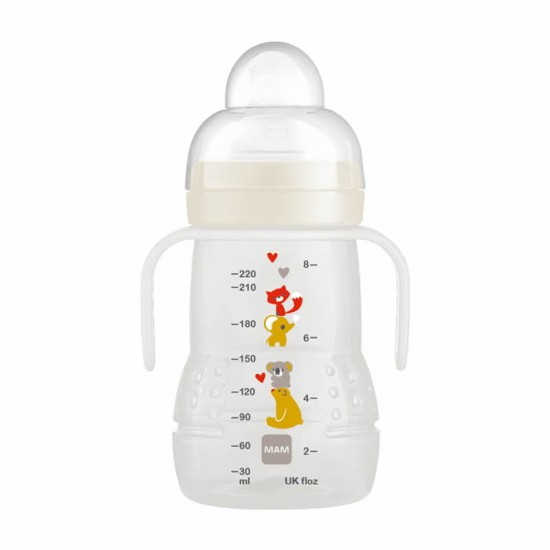 MAM Ποτηράκι Trainer+ Μπιμπερό Μετάβασης σε Ποτηράκι 4+ μηνών Χρώμα Κρεμ 220ml