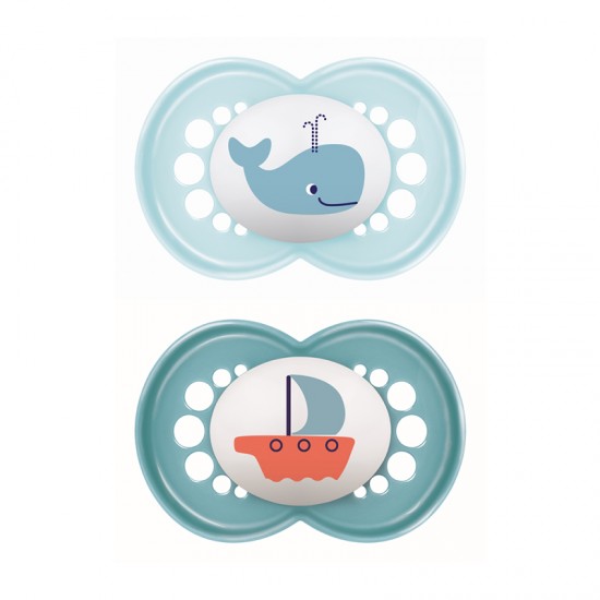 MAM Πιπίλα Καουτσούκ Original 6-16 μηνών Μπλε 2τμχ