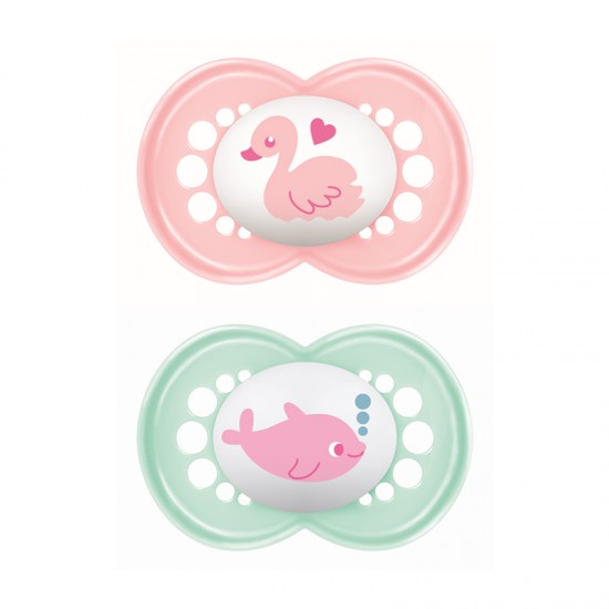 MAM Πιπίλα Καουτσούκ Original 6-16 μηνών Ροζ 2τμχ