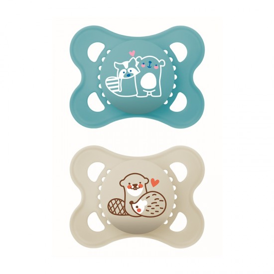 MAM Πιπίλα Σιλικόνης Original 2-6 μηνών Μπλε 2τμχ