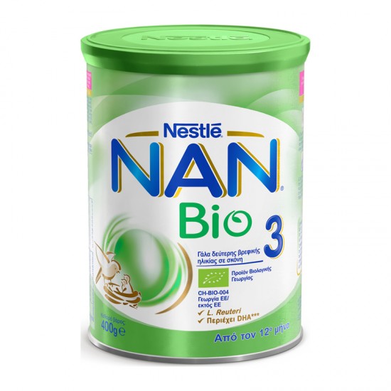 Nestle NAN Bio Νο3 400g - Βιολογικό Γάλα σε Σκόνη Δεύτερης Βρεφικής Ηλικίας από τον 12ο Μήνα