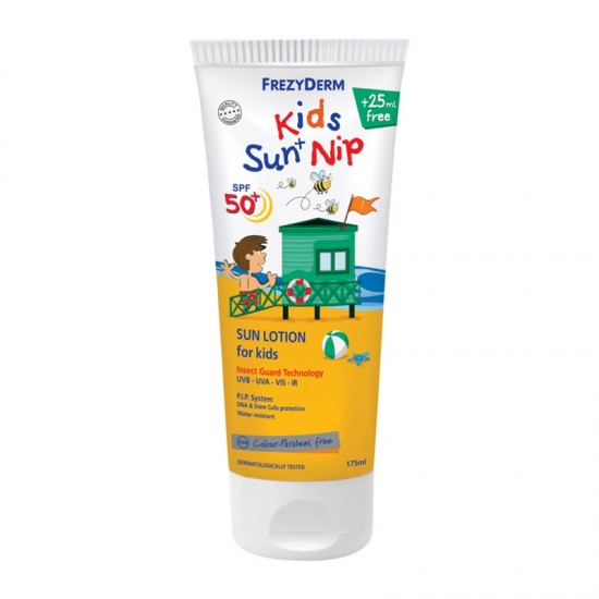 Frezyderm Sunscreen Kids Sun+Nip Face & Body Sun Lotion SPF50+ 175ml - Αντηλιακό Παιδικό Αντηλιακό με Εντομοαπωθητικές Ιδιότητες