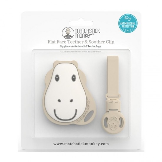 Matchstick Monkey Soother Clip & Flat Giraffe Teether- Βρεφικό Σετ Κλιπ Πιπίλας & Μασητικό Καμηλοπάρδαλη Γκρι