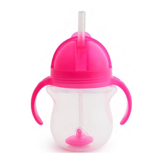 Μunchkin Tip & Sip Cup 6m+, Εκπαιδευτικό Ποτήρι με Καλαμάκι με Βαρίδι σε Ροζ Χρώμα, 207ml
