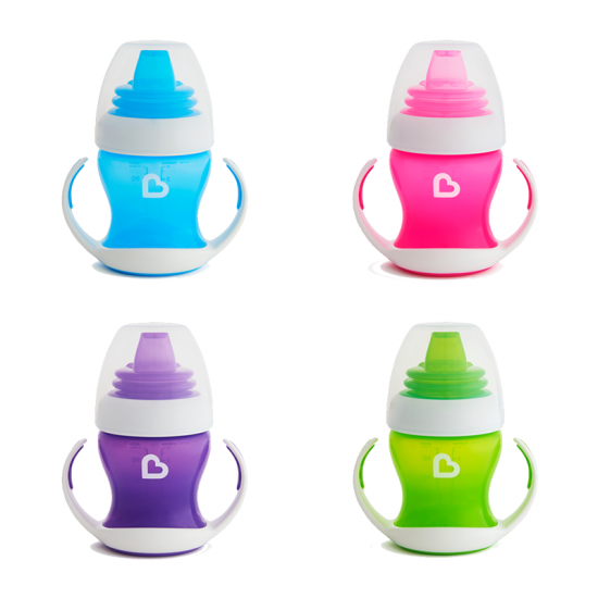 Munchkin Gentle First Cup, Εκπαιδευτικό κύπελλο με μαλακό στόμιο & λαβές Μπλε Χρώμα 4m+, 118ml