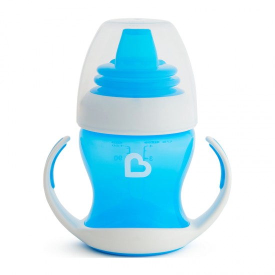 Munchkin Gentle First Cup, Εκπαιδευτικό κύπελλο με μαλακό στόμιο & λαβές Μπλε Χρώμα 4m+, 118ml