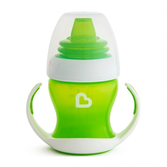 Munchkin Gentle First Cup, Εκπαιδευτικό κύπελλο με μαλακό στόμιο & λαβές Πράσινο Χρώμα 4m+, 118ml