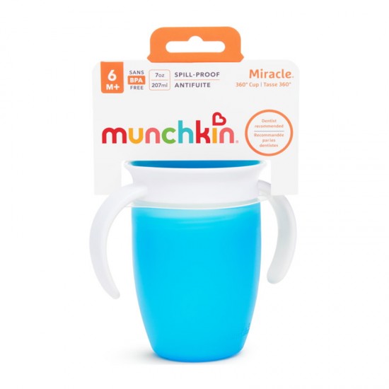 Munchkin Miracle 360 Trainer Cup 6m+, Εκπαιδευτικό Κύπελλο με Λαβές σε Μπλε Χρώμα, 207ml