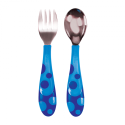Munchkin Toddler Fork & Spoon Set, Σετ Μαχαιροπίρουνα Μπλε 12m+, 2τμχ
