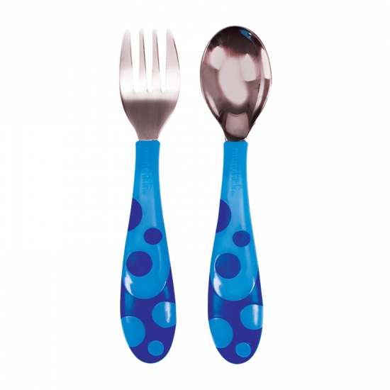 Munchkin Toddler Fork & Spoon Set, Σετ Μαχαιροπίρουνα Μπλε 12m+, 2τμχ