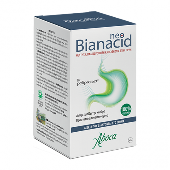 Aboca NeoBianacid 45 Δισκία - Συμπλήρωμα Διατροφής που Αντιμετωπίζει την Καούρα και Δυσπεψία 