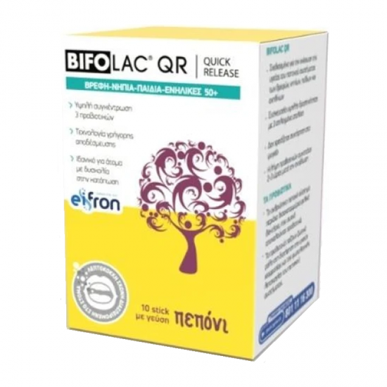 Eifron Bifolac QR Quick Release 10 Φακελάκια - Συμπλήρωμα Διατροφής με 3 Προβιοτικά Στελέχη για Βρέφη, Νήπια, Παιδιά & Ενήλικες με γεύση Πεπόνι