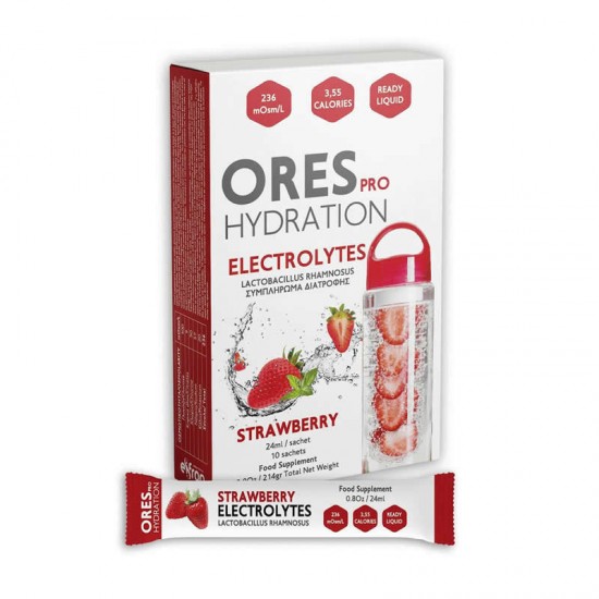Eifron Ores Pro Hydration Electrolytes Συμπλήρωμα Διατροφής με Ηλεκτρολύτες και Προβιοτικά 10 Sticks με γεύση Φράουλα