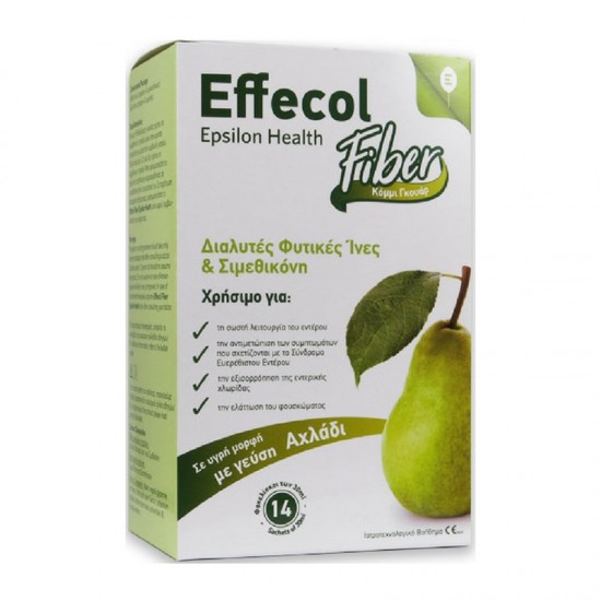 Epsilon Health Effecol Fiber 14 φακελίσκοι - Διαλύτες Φυτικές Ίνες & Σιμεθικόνη με Γεύση Αχλάδι για Αντιμετώπιση Δυσκοιλιότητας και Διάρροιας