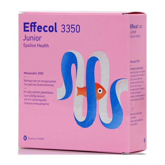 Epsilon Health Effecol 3350 Junior 24 φακελίσκοι - Οσμωτικό Υπακτικό για την Αντιμετώπιση της Περιστασιακής και Χρόνιας Δυσκοιλιότητας σε Παιδιά από 2 ετών