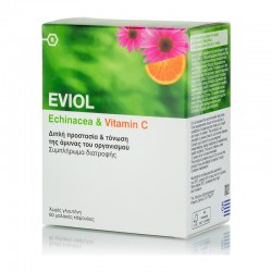 Eviol Echinacea & Vitamin C 60 Μαλακές Κάψουλες - Συμπλήρωμα Διατροφής για Διπλή Προστασία & Τόνωση της Άμυνας του Οργανισμού	