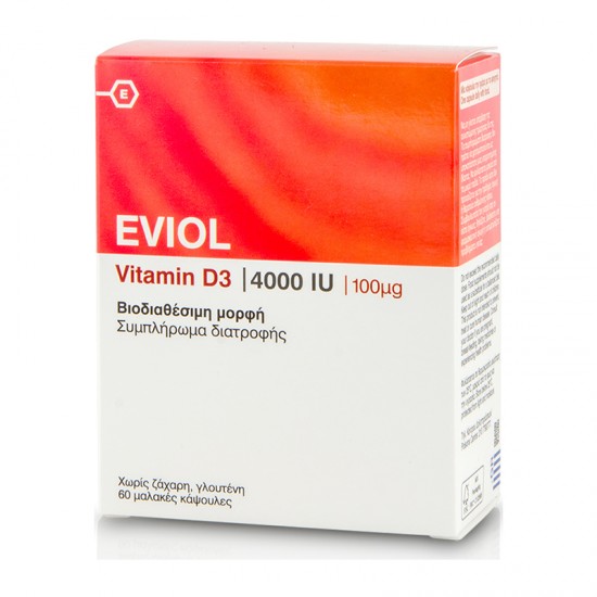 Eviol Vitamin D3 4000IU 100μg 60 Κάψουλες	 - Συμπλήρωμα Διατροφής με Βιταμίνη D3 για Στήριξη Σώματος και Δυνατά Οστά