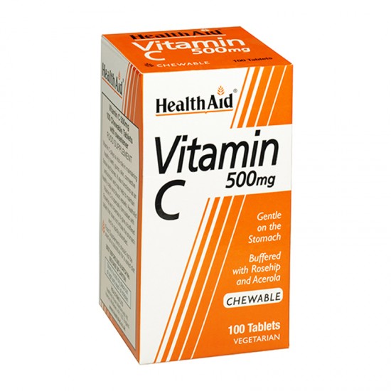 Health Aid Vitamin C 500mg 100 Μασώμενα Δισκία - Συμπλήρωμα Διατροφής Βιταμίνης C για Ενίσχυση Ανοσοποιητικού