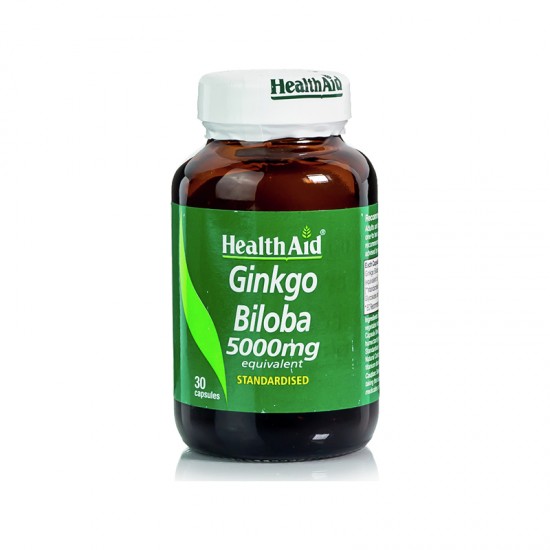 Health Aid Ginkgo Biloba 5000mg, 30caps - Ενίσχυση μνήμης, Καλή λειτουργία Εγκεφάλου