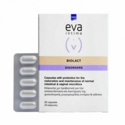 Intermed Eva Intima Biolact Capsules Προβιοτικά Αποκατάστασης & Διατήρησης της Γυναικείας Εντερικής & Κολπικής Χλωρίδας 20 Κάψουλες