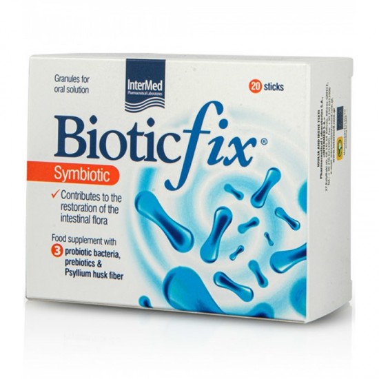 Intermed BioticFix Symbiotic 20 Φακελίσκοι - Συμβιοτικό Συμπλήρωμα Διατροφής με 3 Προβιοτικά και Πρεβιοτικά