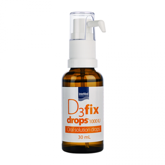Intermed D3 Fix Drops 1000IU Pump 30ml - Πόσιμο Διάλυμα σε Σταγόνες με Βιταμίνη D3 με Πρακτική Αντλία
