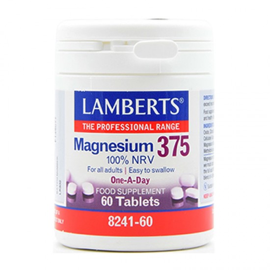 Lamberts Magnesium 375 100% NRV Συμπλήρωμα με Μαγνήσιο για το Μυοσκελετικό 60 Ταμπλέτες
