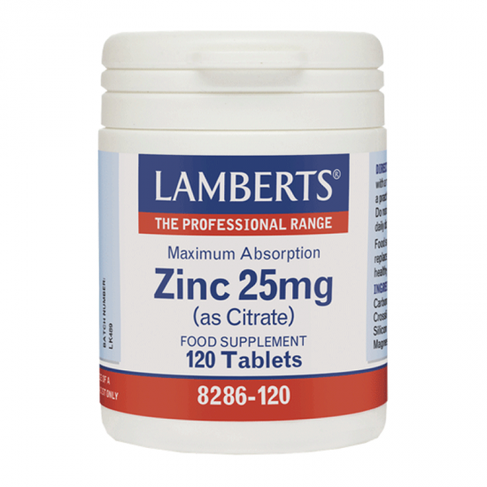 Lamberts Zinc 25mg (As Citrate) Συμπλήρωμα Διατροφής με Ψευδάργυρο 120 Ταμπλέτες