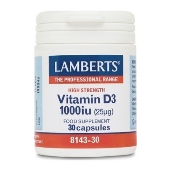 Lamberts Vitamin D3 1000IU (25μg) Συμπλήρωμα Βιταμίνης D3 30 Κάψουλες