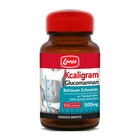 Lanes Kcaligram Glucomannan 500mg 60 Κάψουλες - Συμπλήρωμα Διατροφής Βελτίωσης Σιλουέτας με Γλυκομαννάνη για Απώλεια Βάρους