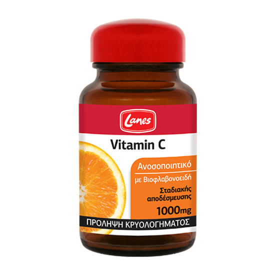 Lanes Vitamin C 1000mg Συμπλήρωμα με Βιταμίνη C & Βιοφλαβονοειδή για Ενίσχυση Ανοσοποιητικού 30 Ταμπλέτες Σταδιακής Αποδέσμευσης