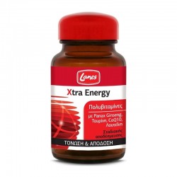 Lanes Xtra Energy Συμπλήρωμα Πολυβιταμίνης με Ginseng, Ταυρίνη, Λουτεΐνη & Συνένζυμο Q10 για Τόνωση & Απόδοση 30 Ταμπλέτες Σταδιακής Αποδέσμευσης