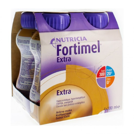 Nutricia Fortimel Extra Coffee 4x200g - Υπερπρωτεϊνικό & Yπερθερμιδικό Πόσιμο Θρεπτικό Σκεύασμα Όγκου με Γεύση Καφέ	
