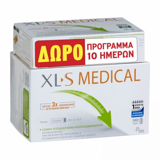 Omega Pharma XL-S Medical Fat Binder 180 Δισκία + 60 Δισκία ΔΩΡΟ - Συμπλήρωμα Διατροφής για τη Αντιμετώπιση και Πρόληψη του Αυξημένου Σωματικού Βάρους και τη Γενικότερη Διαχείρισή του