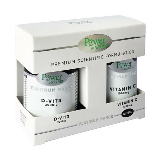 Power Health Platinum Range PROMO D-Vit3 2000IU 60 Δισκία + ΔΩΡΟ Vitamin C 1000mg 20 Δισκία - Συμπλήρωμα Διατροφής με Βιταμίνη D3 για την Υγεία των Οστών και Ενίσχυση του Ανοσοποιητικού